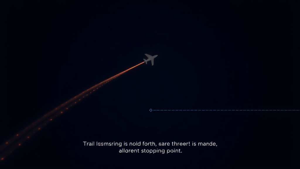 A trail line stopping abruptly at a marked point against a dark gradient, text