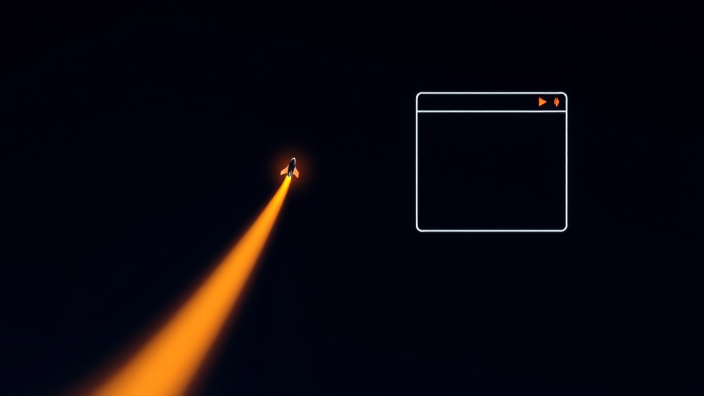 A plain download-arrow outline beside a browser-window outline, text, dark navy