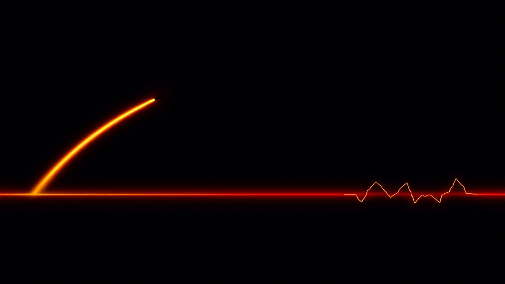 A clean amber trail beside a jagged broken red line for comparison, dark navy background