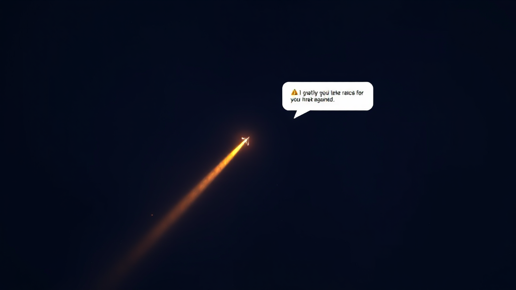 A plain chat-bubble outline with a small warning mark, text, dark navy