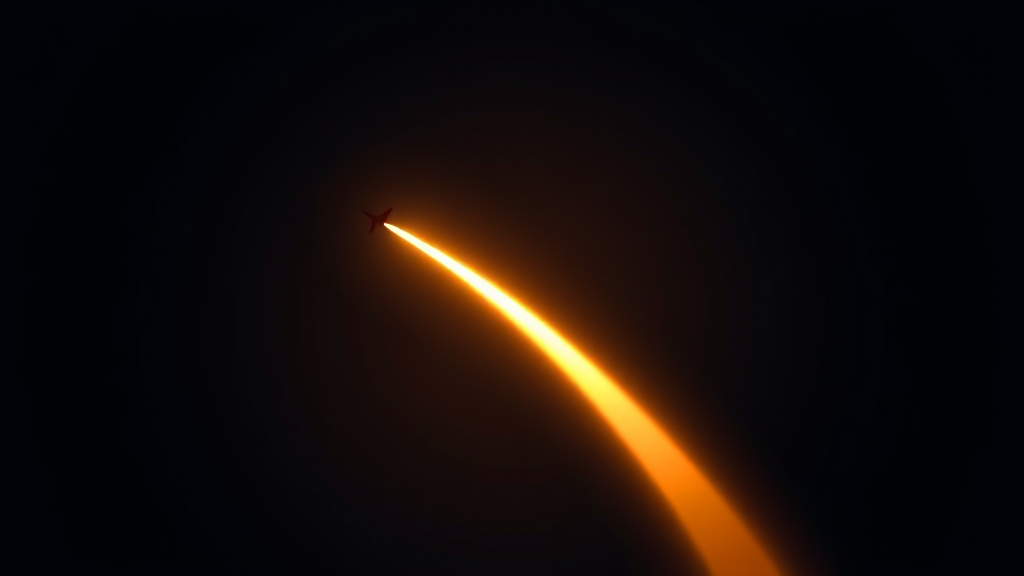 A single glowing amber line rising against a dark navy gradient with no digits or icons